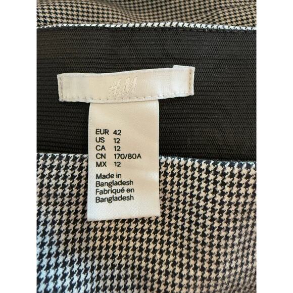 H&M Houndstooth Check Skinny Pants Black White 12 - Picture 5 of 6